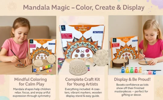 Metclap - DIY Mandala Art Coasters for Kids - A plus 3
