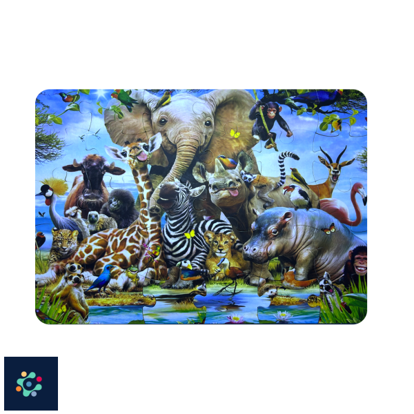 Metclap Jungle Jigsaw Puzzle- 30 Pcs inside Round Box