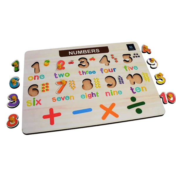 Numerical Wooden Tray: Educational Counting and Sorting Tool for Kids