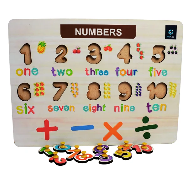 Numerical Wooden Tray: Educational Counting and Sorting Tool for Kids
