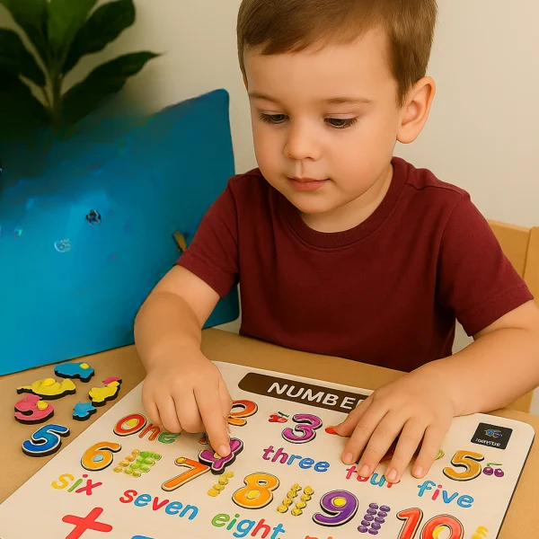 Numerical Wooden Tray: Educational Counting and Sorting Tool for Kids
