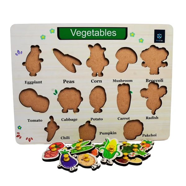 ULTIMATE Vegetable Educational Tray - PREMIUM Wooden Learning Board | EXTRAORDINARY Development Tool for Kids