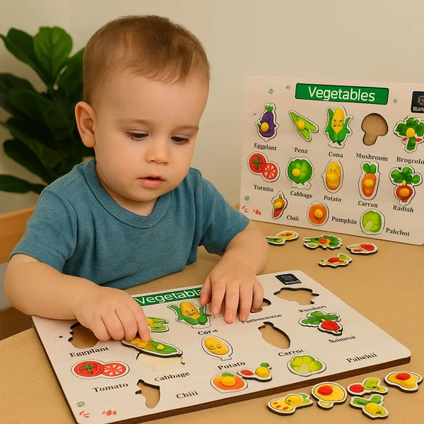 ULTIMATE Vegetable Educational Tray - PREMIUM Wooden Learning Board | EXTRAORDINARY Development Tool for Kids