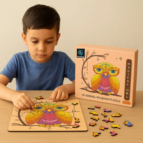 Metclap Owl  Wooden Magic Puzzle - 136 Pcs inside wooden Box
