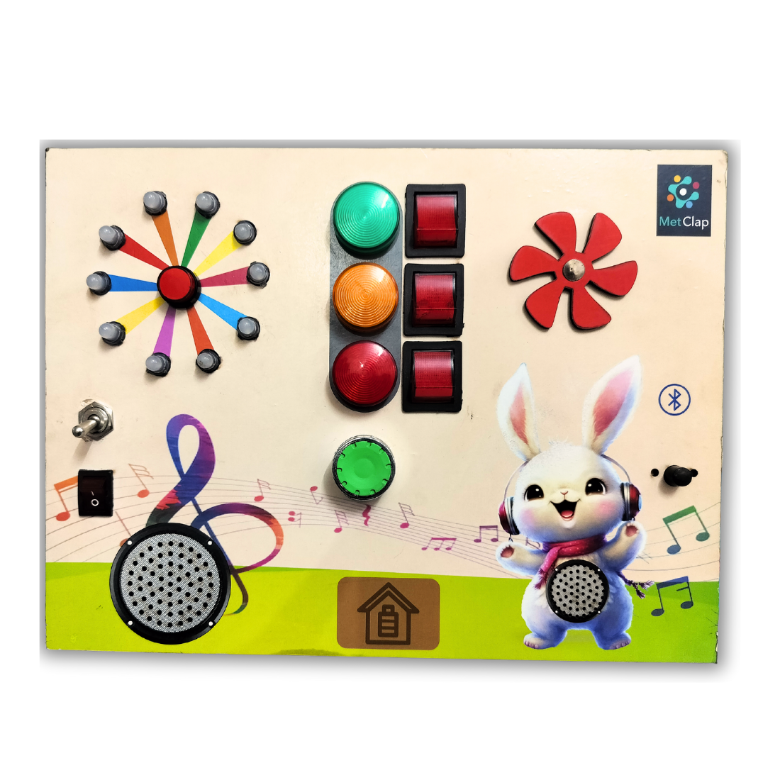 Metclap V4 Portable Busy Board: Ultimate Music & LED Sensory Toy with Montessori Activity Panel, Switch Box & Spaceship Control for Toddlers 1-6 Years