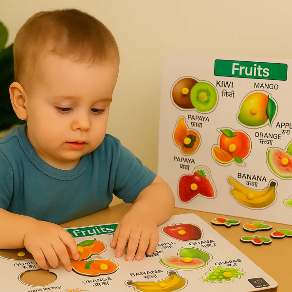 Best Educational Fruits Tray Toy – Fun Learning Knob Puzzle for Smart Kids