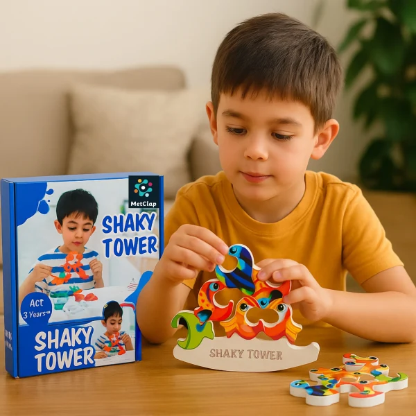 Metclap Shaky Tower - The Ultimate Focus-Building Wobble Challenge to Boost Kids’ Concentration & Creativity