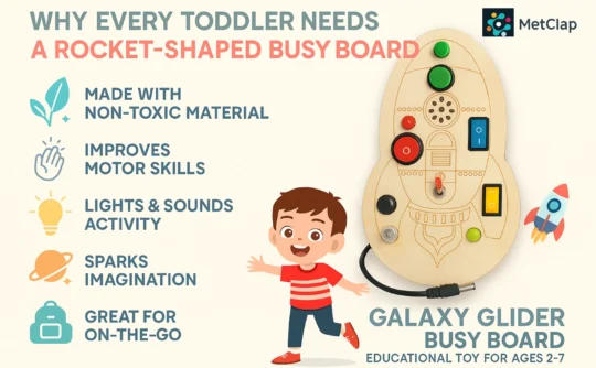 Metclap - rocket-shaped busy board for toddlers - Aplus 2