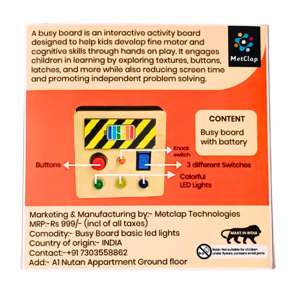 Basic LED Busy Board for Toddlers - Safe, Interactive and Ultimate Toy For Kids
