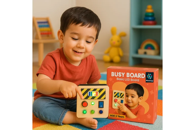 Basic LED Busy Board for Toddlers | Safe Learning Toy For 2+