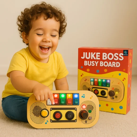 Metclap Juke Box Busy Board – Musical Sensory Toy with Bluetooth Speaker & Switches - Image 6