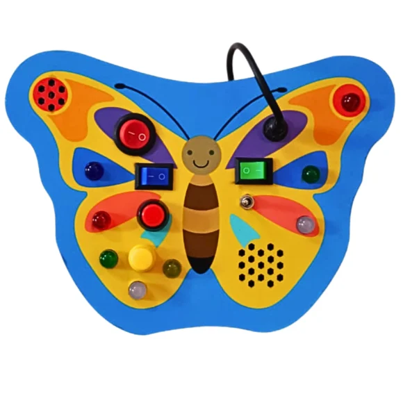 Metclap Twinkle Wings Butterfly Busy Board – Interactive Sensory Toy with Lights, Music & Buttons for Kids (Ages 2+) - Image 3