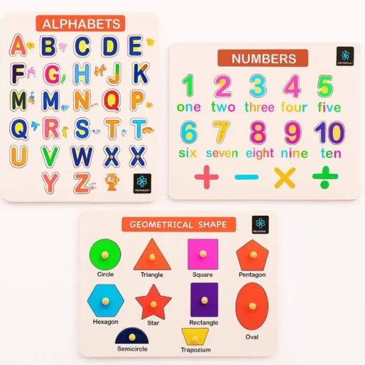 Metclap - Educational Alphabet Numbers Shapes Puzzle Board